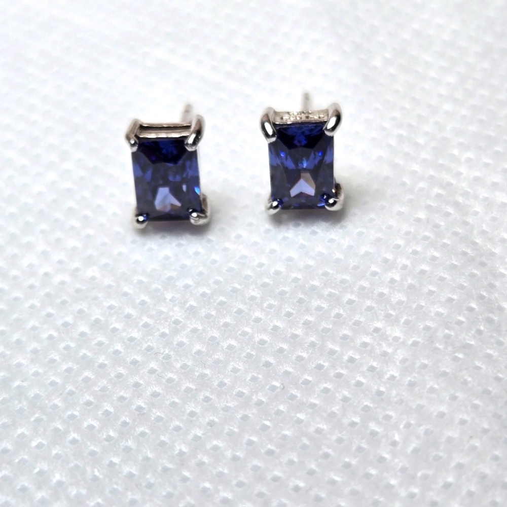 Tanzanite Emerald Cut Stud Earrings